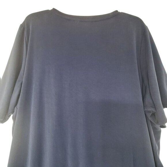 34. H by HALSTON Ruched Waist 3/4 Sleeve Knit Midi Dress NAVY blue 3X Office - Picture 5 of 7